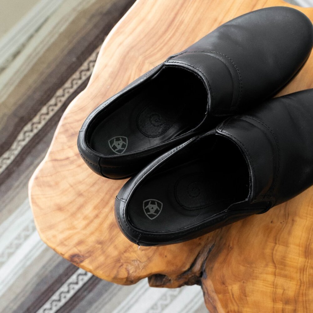 Ariat Black Leather Clogs Size 10 Nurse Shoes - Picture 4 of 6